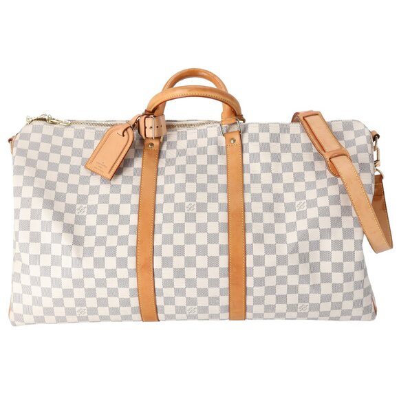 Louis Vuitton Keepall Bandouliere 55 Damier Boston Bag N41429 Azur Damier